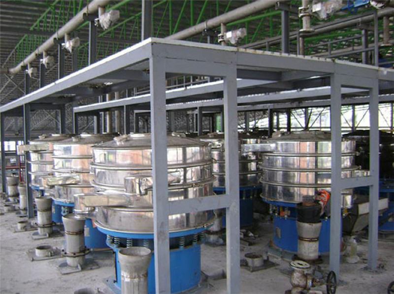 浙江某電池企業(yè)10臺(tái)3層旋振篩客戶使用設(shè)備現(xiàn)場
